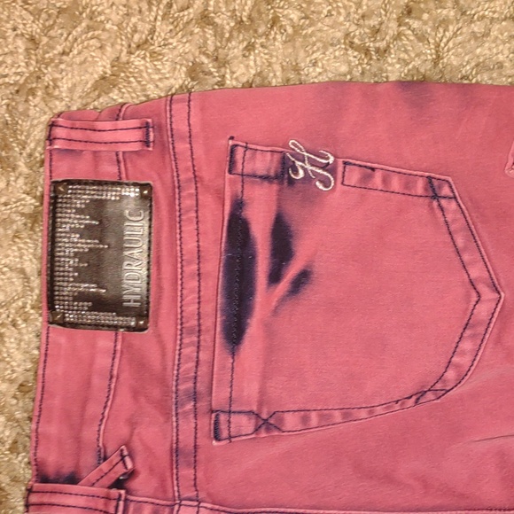 Hydraulic Jeans 11/12 Bailey Super Skinny bold rose color with black accents VGC - Picture 7 of 15